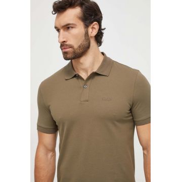 BOSS polo de bumbac culoarea verde, uni 50468301