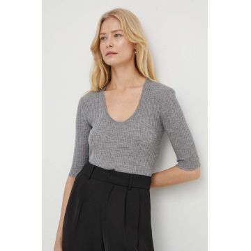 By Malene Birger tricou de lana culoarea gri