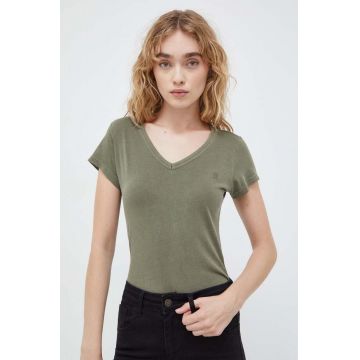 G-Star Raw tricou din bumbac femei, culoarea verde