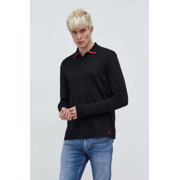 HUGO longsleeve din bumbac culoarea negru, uni 50509858