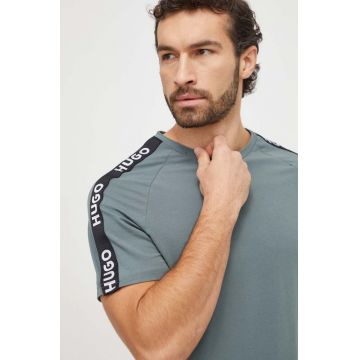 HUGO tricou lounge culoarea verde, cu imprimeu 50504270