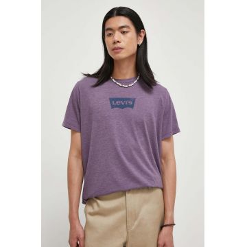 Levi's tricou barbati, culoarea violet, cu imprimeu