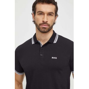 BOSS Green polo de bumbac culoarea negru, uni 50469055