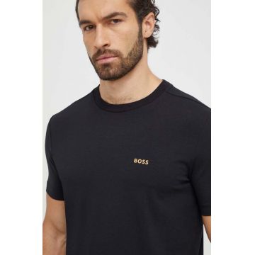 BOSS Green tricou bărbați, culoarea negru, cu imprimeu 50506373