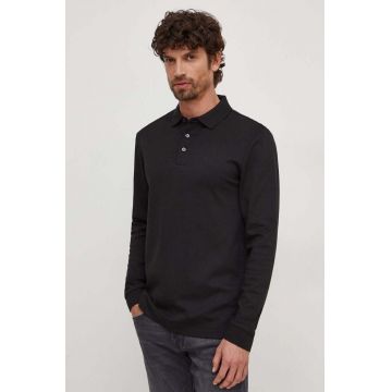 BOSS longsleeve din bumbac culoarea negru, neted, 50468392