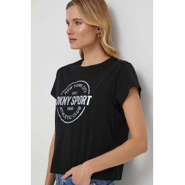 Dkny tricou din bumbac femei, culoarea negru