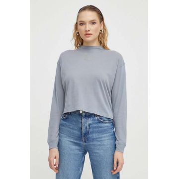 G-Star Raw longsleeve din bumbac culoarea gri, cu turtleneck