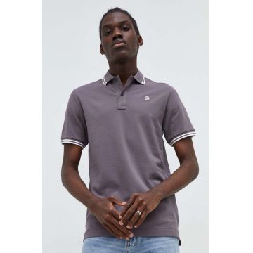 G-Star Raw tricou polo barbati, culoarea violet, neted