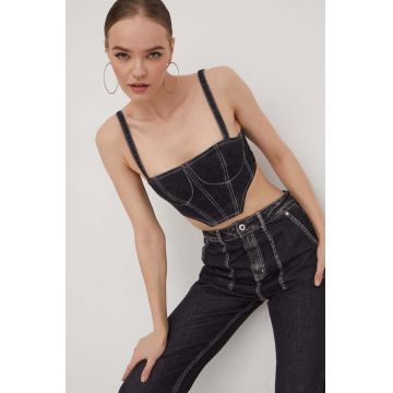 Karl Lagerfeld Jeans top din denim culoarea gri