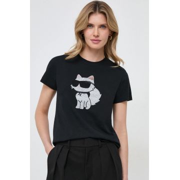 Karl Lagerfeld tricou din bumbac culoarea negru