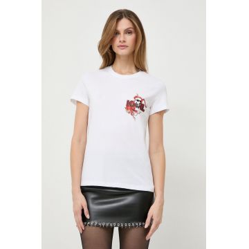 Karl Lagerfeld tricou din bumbac femei, culoarea alb