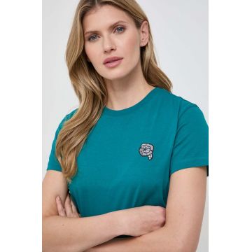 Karl Lagerfeld tricou din bumbac femei, culoarea verde