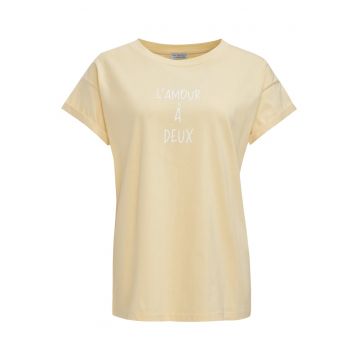 Tricou de bumbac cu imprimeu text Amour 4103