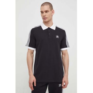 adidas Originals polo de bumbac Adicolor Classics 3-Stripes culoarea negru, cu imprimeu, IL2501