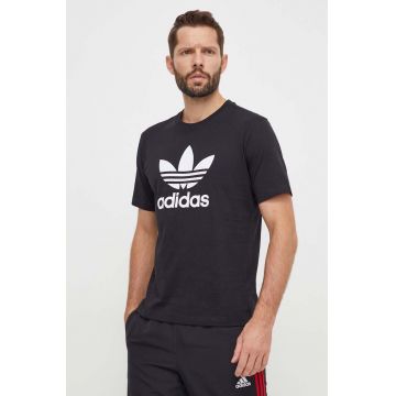 adidas Originals tricou din bumbac Trefoil bărbați, culoarea negru, cu imprimeu, IU2364