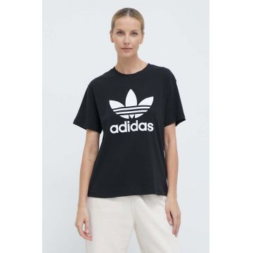 adidas Originals tricou Trefoil Tee femei, culoarea negru, IR9533