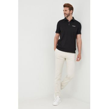 Armani Exchange polo de bumbac culoarea negru, cu imprimeu