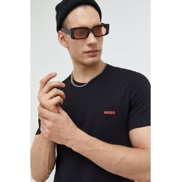 HUGO tricou din bumbac 3-pack bărbați, culoarea negru, uni 50493972