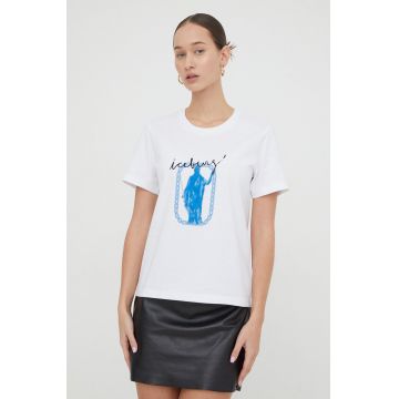 Iceberg tricou din bumbac femei, culoarea alb