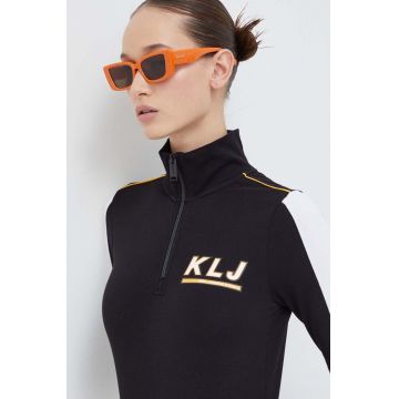 Karl Lagerfeld Jeans longsleeve femei, culoarea negru, cu turtleneck