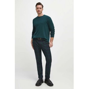 Medicine longsleeve din bumbac barbati, culoarea verde, neted