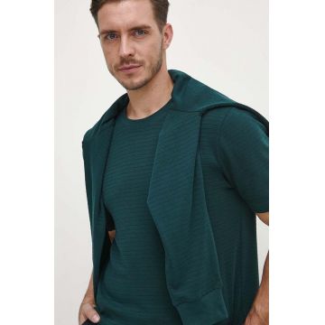 Medicine tricou din bumbac barbati, culoarea verde, neted