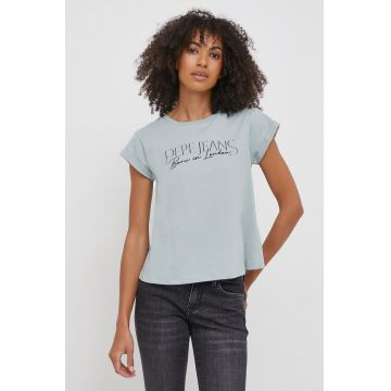 Pepe Jeans tricou din bumbac HANNON femei, culoarea verde