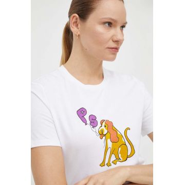 PS Paul Smith tricou din bumbac femei, culoarea alb