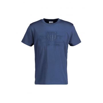 Tricou cu decolteu la baza gatului si broderie logo