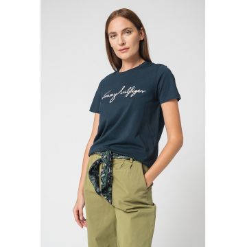 Tricou din bumbac organic cu imprimeu logo Heritage