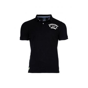 Tricou polo cu broderie logo pe piept Superstate