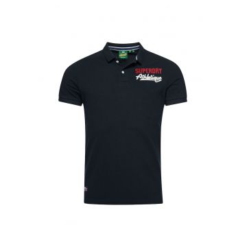 Tricou polo cu broderie logo pe piept Superstate