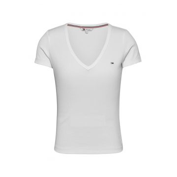 Tricou slim fit cu decolteu in V