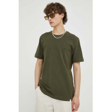 Les Deux tricou din bumbac culoarea verde, neted