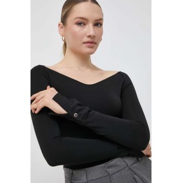 BOSS longsleeve femei, culoarea negru 50509415