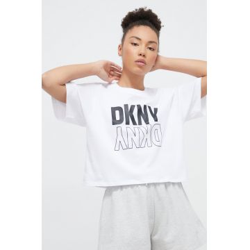 Dkny tricou din bumbac femei, culoarea alb