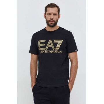 EA7 Emporio Armani tricou barbati, culoarea negru, cu imprimeu