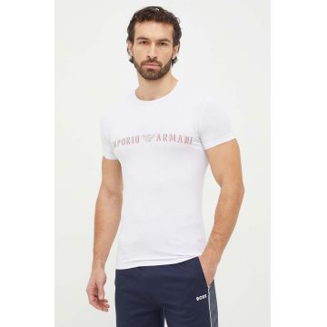 Emporio Armani Underwear tricou lounge culoarea alb, cu imprimeu