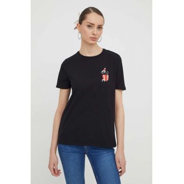 Medicine tricou din bumbac femei, culoarea negru