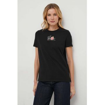 Medicine tricou din bumbac femei, culoarea negru