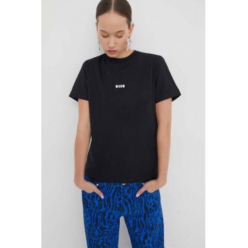 MSGM tricou din bumbac femei, culoarea negru 2000MDM500.200002