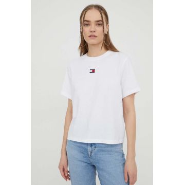 Tommy Jeans tricou femei, culoarea alb DW0DW17391