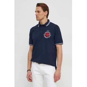 Aeronautica Militare polo de bumbac culoarea albastru marin, cu imprimeu