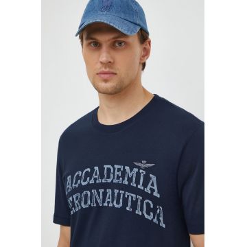 Aeronautica Militare tricou din bumbac barbati, culoarea albastru marin, cu imprimeu