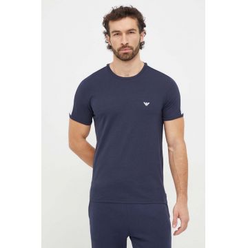 Emporio Armani Underwear tricou lounge culoarea albastru marin, cu imprimeu