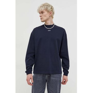 HUGO longsleeve din bumbac culoarea bleumarin, uni 50511029