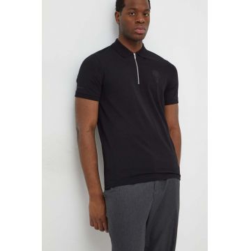 Karl Lagerfeld tricou polo bărbați, culoarea negru, cu imprimeu 541221.745400