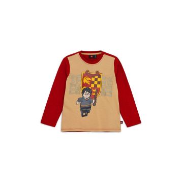 Lego longsleeve din bumbac pentru copii culoarea bordo, cu imprimeu