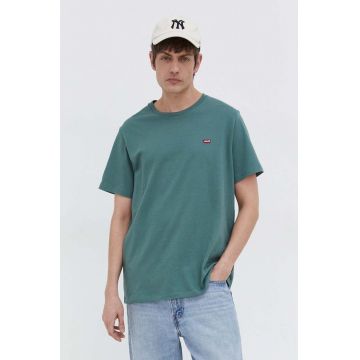 Levi's tricou din bumbac barbati, culoarea verde, neted