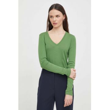 United Colors of Benetton longsleeve din bumbac culoarea verde